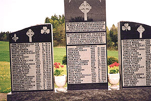 A FRONT VIEW OF THE MONUMENT with the names of all those buried in Martindale Pioneer Cemetery.