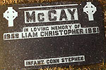 LIAM’S MEMORIAL in the new graveyard.